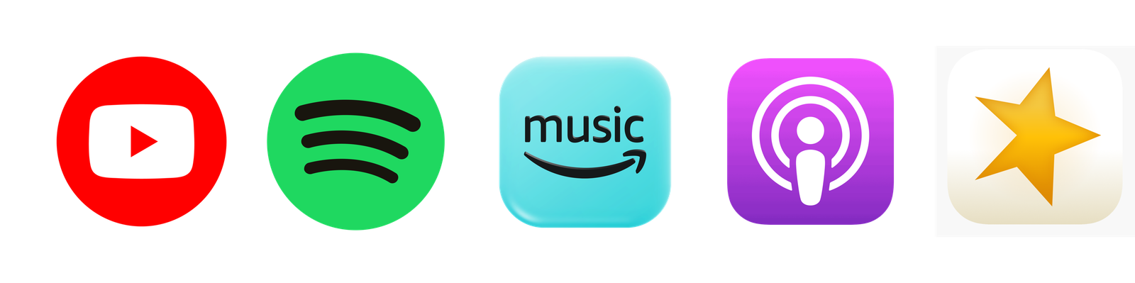 YouTube, Spotify, Amazon Music, Apple Podcasts, Spreaker